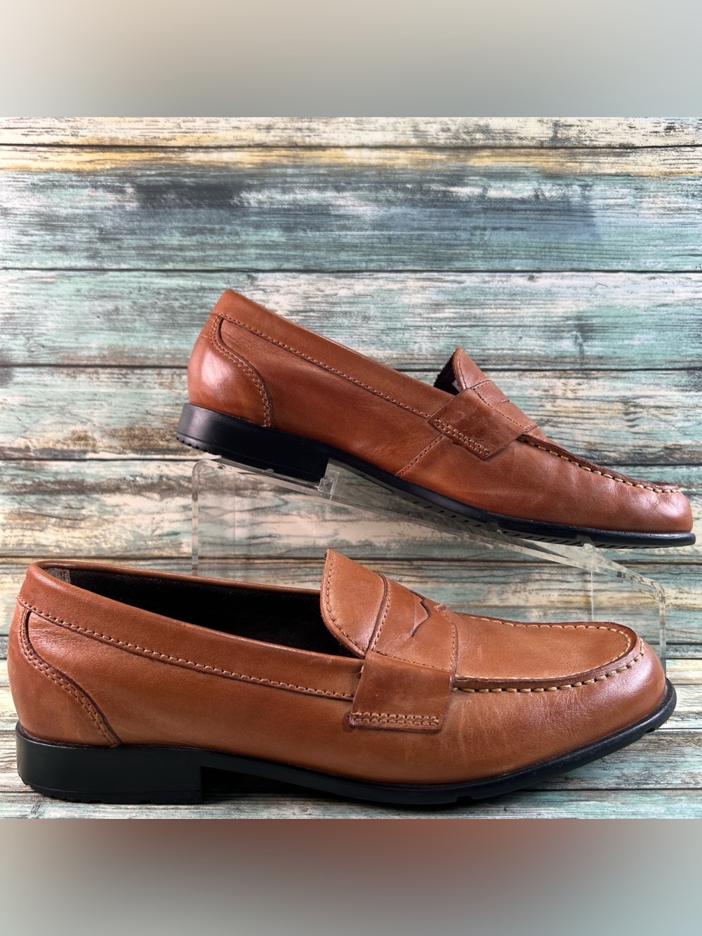 Rockport Penny Loafer Mens Size 9M Brown Leather Moc Toe Dress Work Comfort Shoe